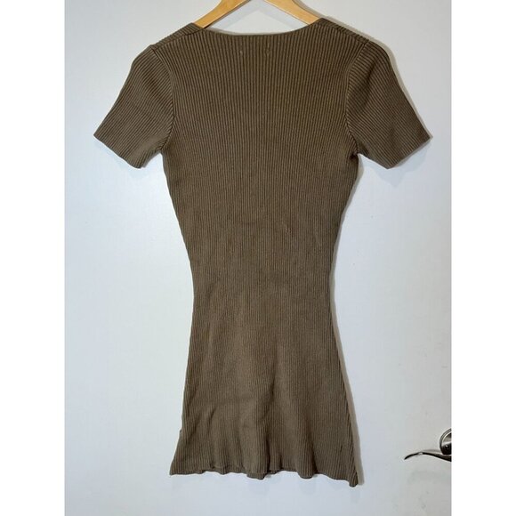 Urban Outfitters Tan Bodycon Ribbed Knit Short Sleeve Dress Medium Women - Picture 5 of 8